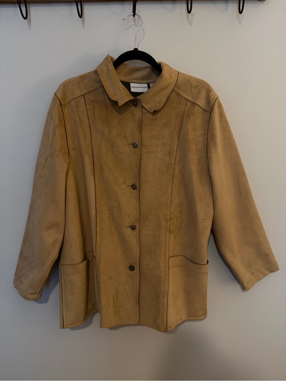 Alfred Dunner Tan Suede Button-Front Jacket